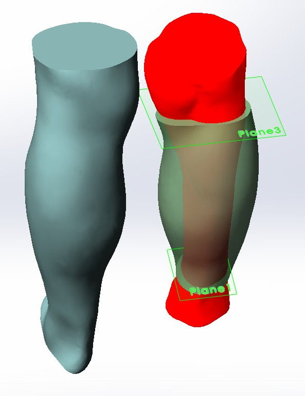 3D-Modell einer Wadenprothese Can Touch und Artec 3D
