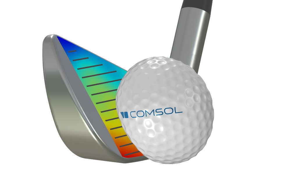 Eine transiente Kontaktsimulation des Schlagens eines Golfballs mit einem Eisen. Comsol Version 5.6: Kontaktsimulation