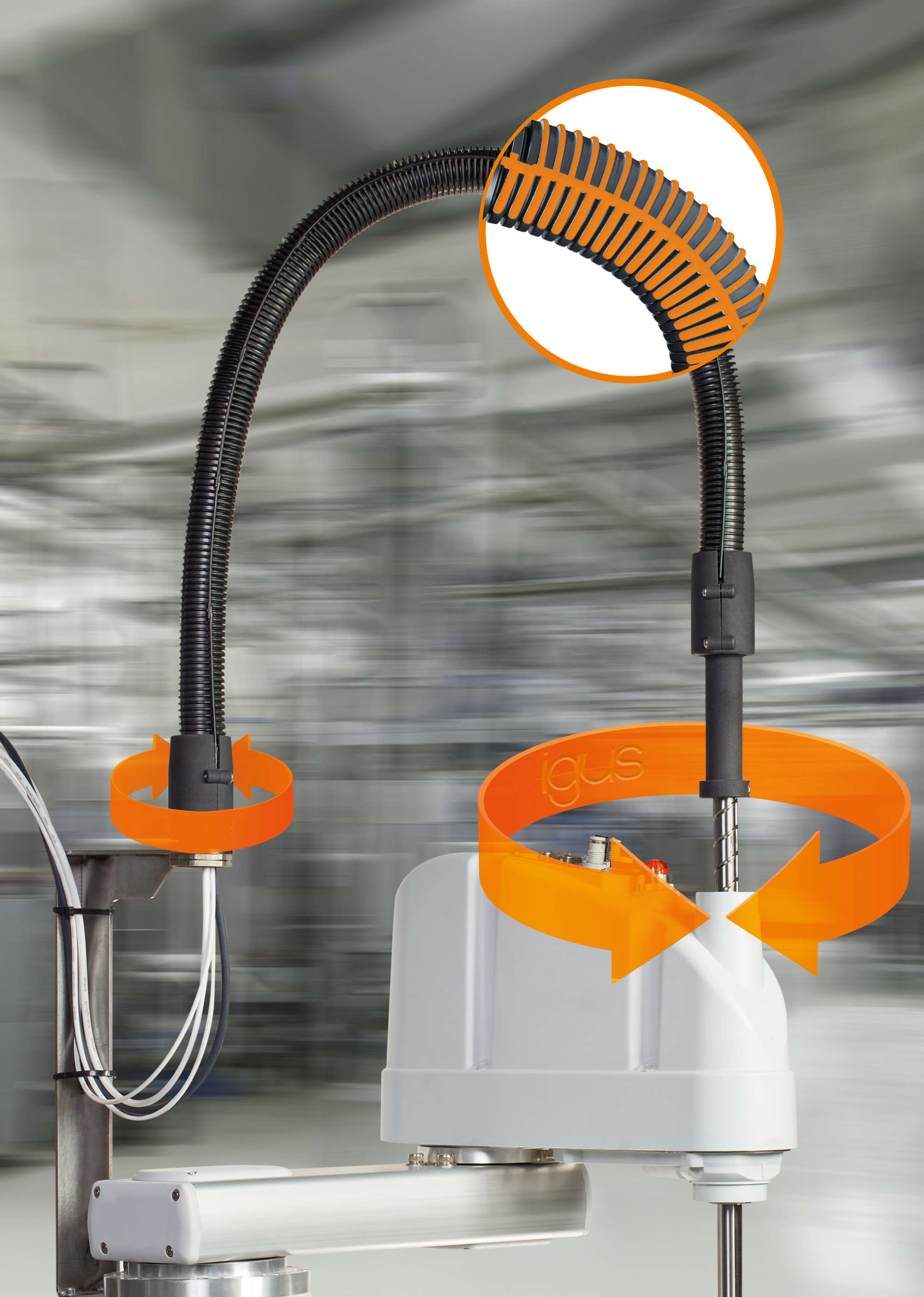 Scara Cable Solution von Igus - Kabelführung für Scara-Roboter Scara Cable Solution von Igus - Kabelführung für Scara-Roboter