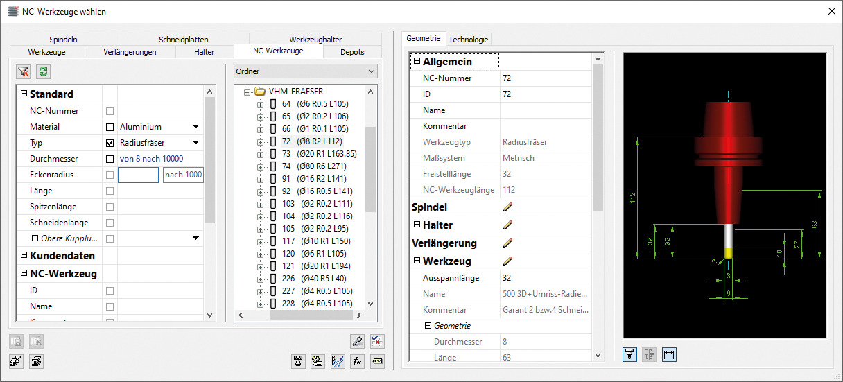 Eine detailgetreue Darstellung der Werkzeuge als 3D-Modell in Hypermill gewährleistet eine sichere Simulation. Eine detailgetreue Darstellung der Werkzeuge als 3D-Modell in Hypermill gewährleistet eine sichere Simulation.